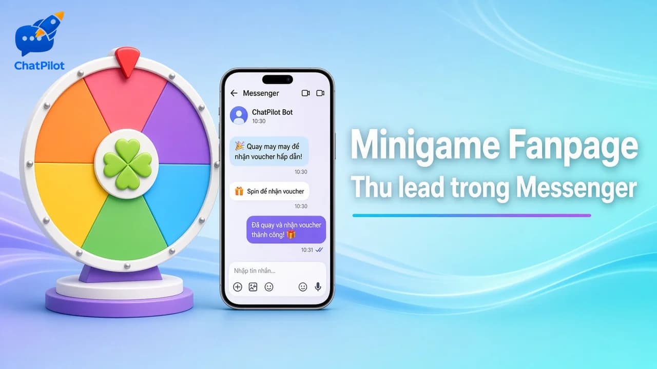 Minigame vòng quay may mắn trên chatbot Fanpage (thu lead)