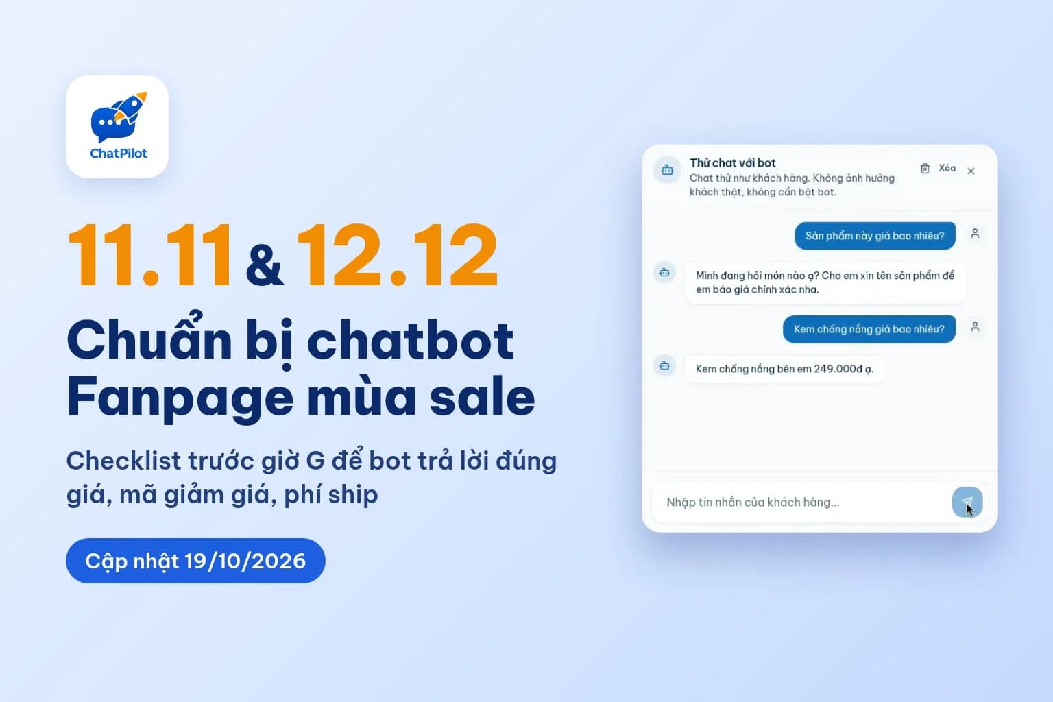Chuẩn bị chatbot Fanpage cho mùa sale 11.11 và 12.12: checklist trước giờ G